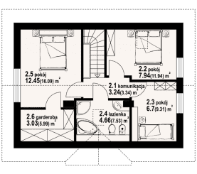 Rzut projektu hoczew bk 11 - Poddasze