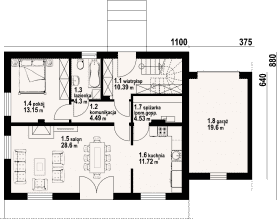 Rzut projektu tomaszów g bliźniak - Parter