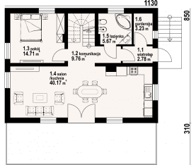 Rzut projektu jaworzynka średnia 9 - Parter