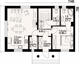 Rzut projektu miłkowice bliźniak - Parter