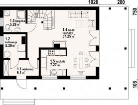 Rzut projektu świdnica 36 ms - Parter