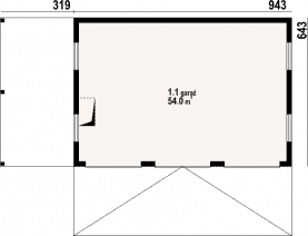 Rzut projektu garaż GDS 3w - Parter