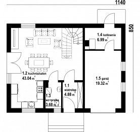 Rzut projektu janowice 3 mgk - Parter