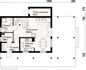 Rzut projektu świdnica dws 37 - Parter