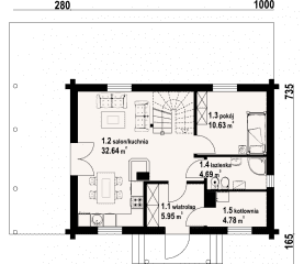 Rzut projektu zawoja dw 21 - Parter