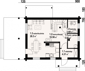 Rzut projektu sokolec dw - Parter