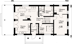 Rzut projektu chmielniki małe dw 65 - Parter