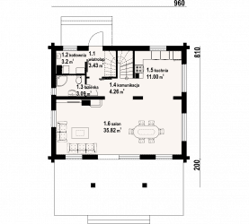 Rzut projektu jodłownik 3 dw - Parter