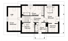 Rzut projektu karowo 3 - Poddasze