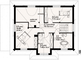 Rzut projektu chmielniki małe dw - Poddasze