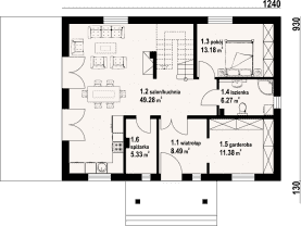 Rzut projektu karowice m1x - Parter