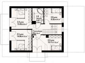 Rzut projektu zawojów plus k - Poddasze