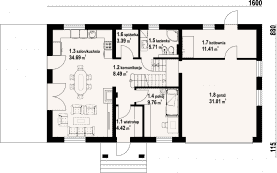 Rzut projektu biskupice m7 - Parter