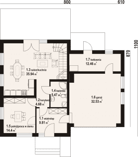 Rzut projektu krosno 5ggk - Parter