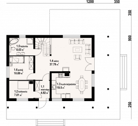 Rzut projektu świdnica 35x dws - Parter