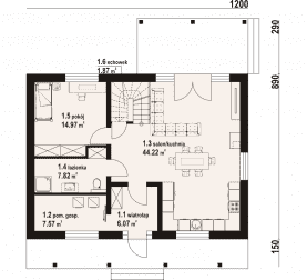Rzut projektu żarnów - Parter