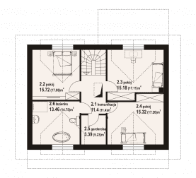 Rzut projektu żarnów - Poddasze