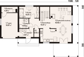 Rzut projektu osiek 43x dws - Parter
