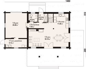 Rzut projektu jodłownik 13g dw - Parter