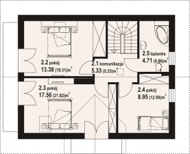 Rzut projektu ścinawka 9m - Poddasze