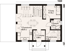 Rzut projektu paczków 3 dws - Parter