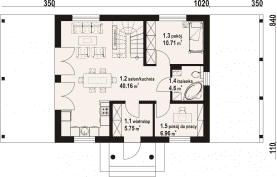 Rzut projektu paczkowice 1m - Parter
