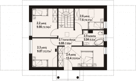 Rzut projektu paczkowice 1m - Poddasze
