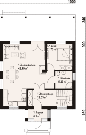 Rzut projektu brzezina nowa 3 - Parter