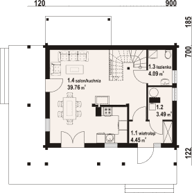 Rzut projektu świdnica mała dwk - Parter
