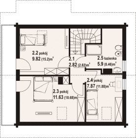Rzut projektu świdnica mała dwk - Poddasze