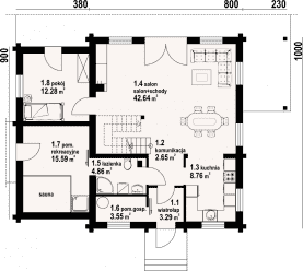 Rzut projektu rydzowo dw 7 - Parter