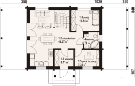 Rzut projektu paczkowice 1dw - Parter