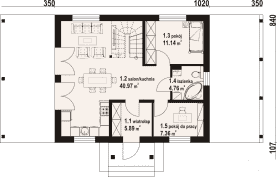 Rzut projektu paczkowice 1dws - Parter