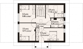 Rzut projektu paczkowice 1dws - Poddasze
