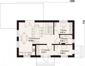 Rzut projektu piekarów 1m - Parter