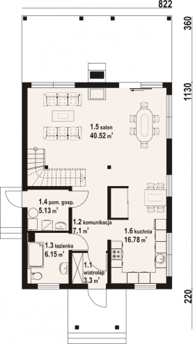 Rzut projektu głogoczów 13 dws - Parter