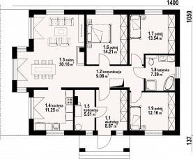Rzut projektu zamość 1m - Parter