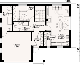 Rzut projektu kasztanowo 1mg - Parter