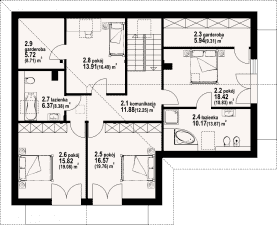 Rzut projektu kasztanowo 3mgg - Poddasze