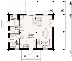 Rzut projektu modrzewo dw 3 - Parter