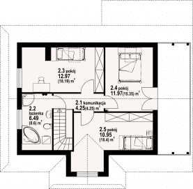 Rzut projektu modrzewo dw 3 - Poddasze