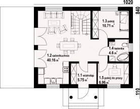 Rzut projektu paczków 3m - Parter