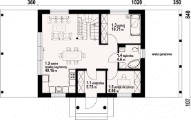 Rzut projektu paczkowice 55m - Parter