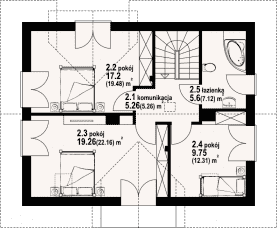 Rzut projektu ścinawka 13m - Poddasze