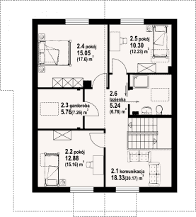 Rzut projektu grochowice 7dw - Poddasze