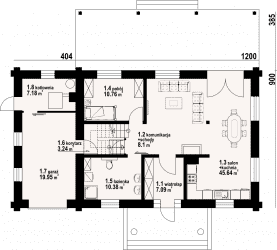 Rzut projektu chmielniki małe dw 67 - Parter