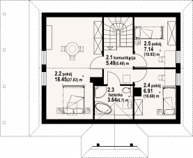 Rzut projektu zawoja 55 dw - Poddasze