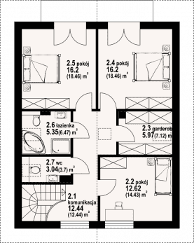 Rzut projektu grochowice 55m - Poddasze