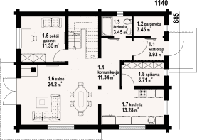 Rzut projektu gryfice 13 dw - Parter