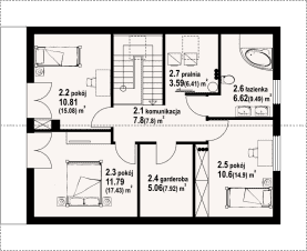 Rzut projektu gryfice 13 dw - Poddasze